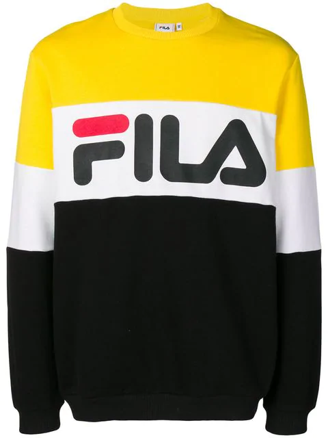 Fila Logo Colour Block Sweatshirt In Yellow | ModeSens