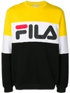 Fila Logo Colour Block Sweatshirt In Yellow