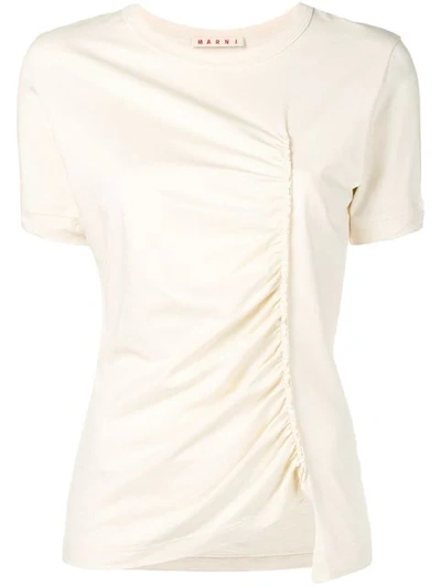 Marni Gerafftes T-shirt In Neutrals