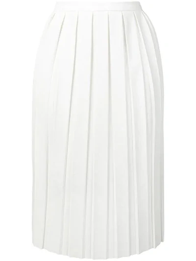 Plan C Pleated Straight Skirt In White