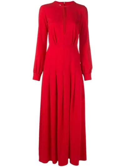 Oscar De La Renta Keyhole Evening Dress In Red