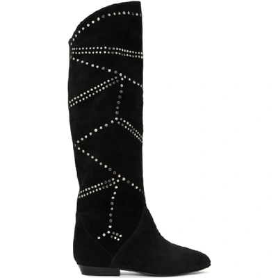 Isabel Marant Studded Suede High Boots In Black