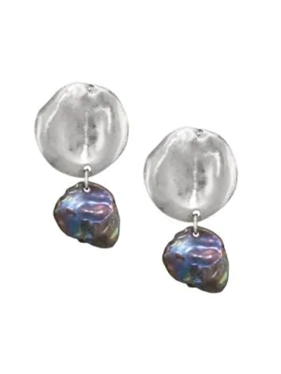 Chan Luu Sterling Silver & 10mm-12mm Freshwater Pearl Drop Earrings In Multi