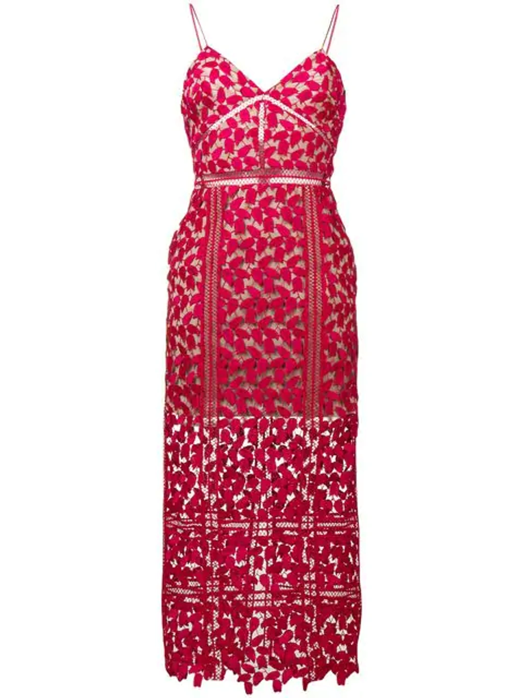 Self-portrait Arabella Lace Midi Dress In Red | ModeSens