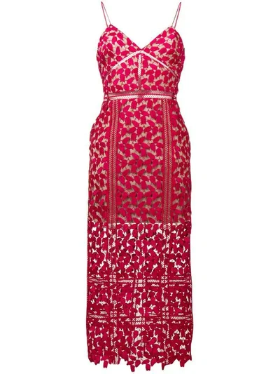 Self-portrait Arabella Lace Midi Dress In Red | ModeSens