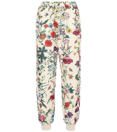 Gucci Floral Print Tech Jersey Track Pants In White