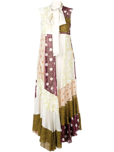 Golden Goose Daisy Neck-tie Patchwork Maxi Dress In Multicolour