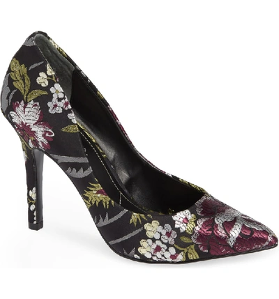 Charles By Charles David Maxx Pointy Toe Pump In Black Floral Fabric