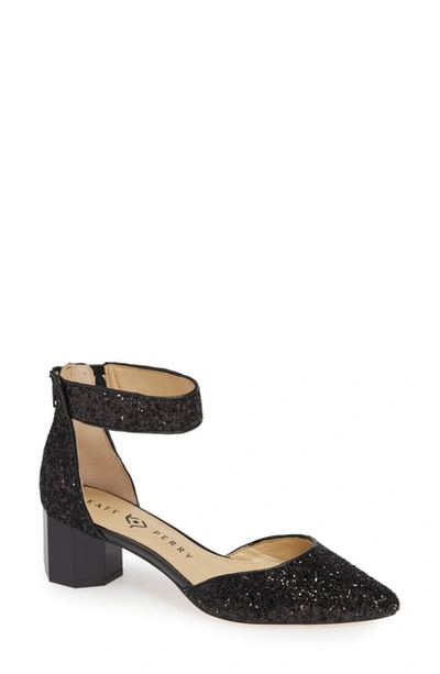 Katy Perry Ankle Strap Glitter Pump In Black