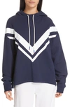 Tory Sport Chevron French Terry Hoodie In Blue Silk