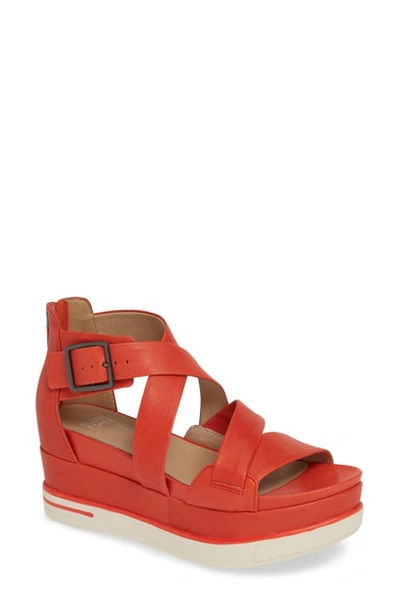 Eileen Fisher Boost Wedge Sandal In Paprika Leather