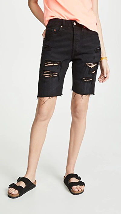 Levi's 501 Slouch Shorts In Black Mark
