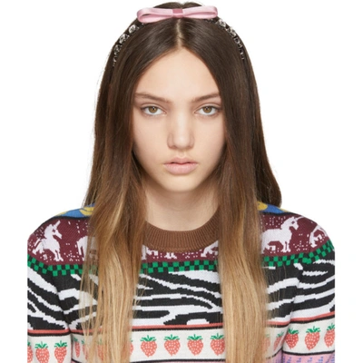 Miu Miu Crystal Embellished Headband In F0442 Petal