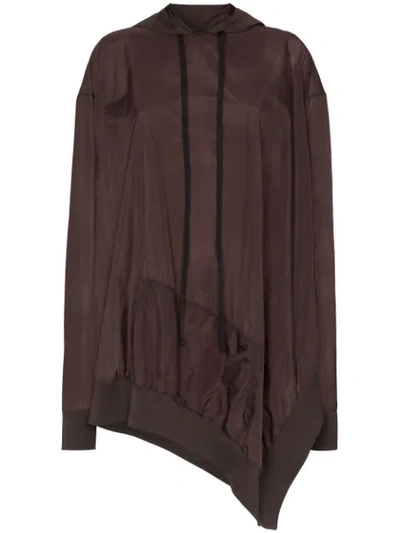Ben Taverniti Unravel Project Unravel Project Asymmetric Open-side Hoodie In 5200 Brown