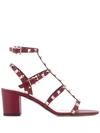 Valentino Garavani Rockstud Block-heel Sandals In Red