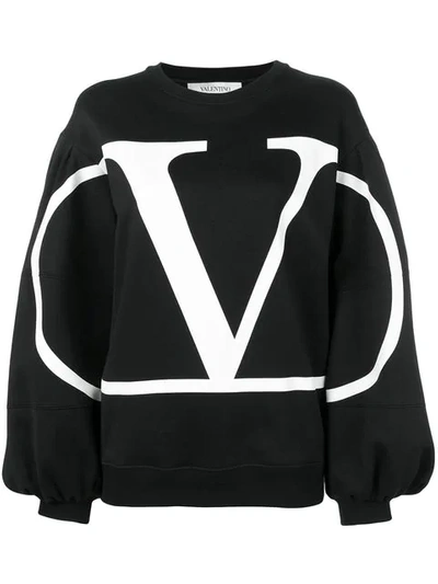 Valentino Logo-print Cotton-jersey Sweatshirt In Black