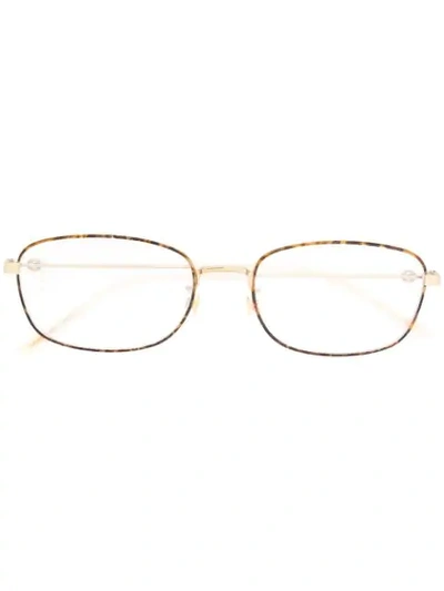Gucci Eyewear Rectangle Frame Glasses - 金色 In Gold