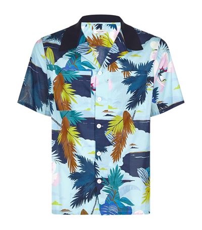 Valentino Tropical Print Bowling Shirt In Turchese | ModeSens