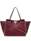 Valentino Garavani Rockstud Small Leather Tote In Red