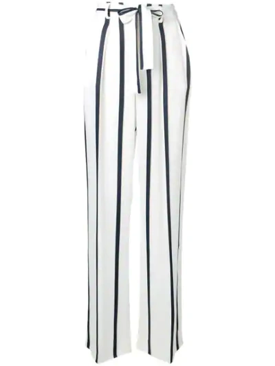 Equipment Striped Straight Leg Trousers In White