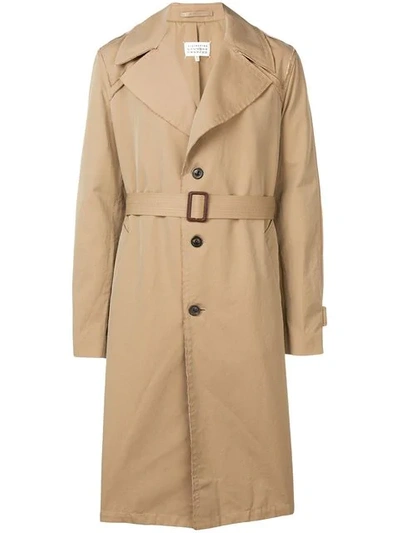 Maison Margiela Ripped Detail Trench Coat In Neutrals