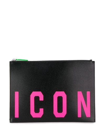 Dsquared2 'icon' Print Clutch Bag In Black