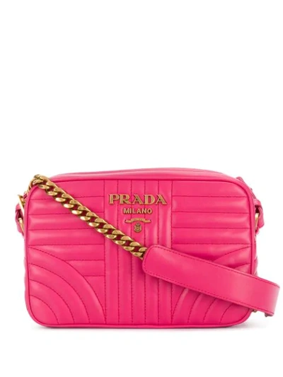 Prada Diagramme Leather Cross In Pink