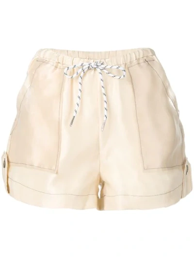 Ganni Drawstring Fitted Shorts In Neutrals