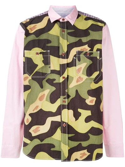 Comme Des Garçons Camouflage Contrast Shirt In Pink