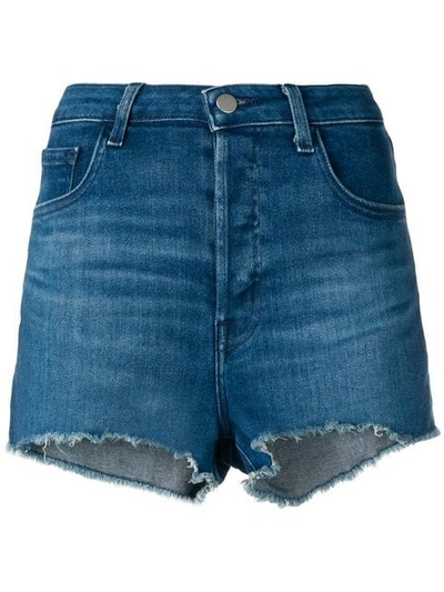 J Brand Frayed Edges Denim Shorts In Blue