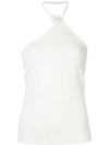Christopher Esber Button Detail Halterneck Top In White