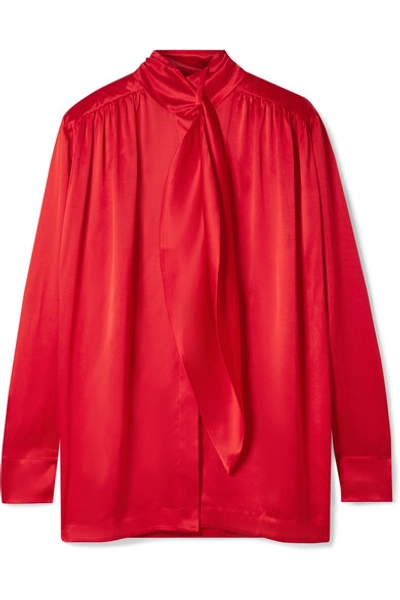 Materiel Pussy-bow Silk-satin Blouse In Red