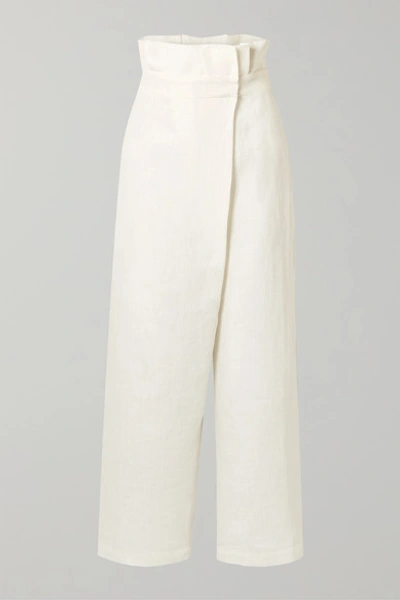 Mara Hoffman + Net Sustain Nikko Wrap-effect High-rise Wide-leg Pants In White