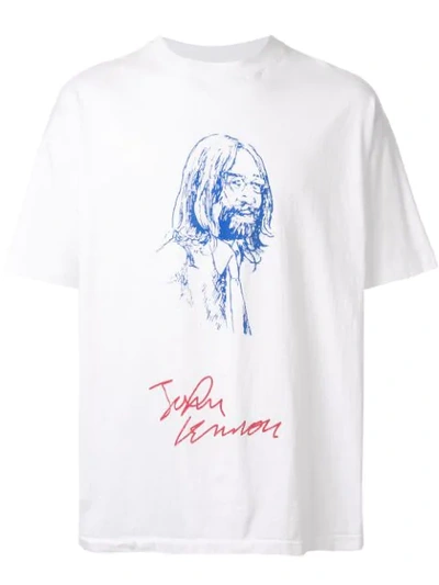 Pre-owned Fake Alpha Vintage John Lennon Print T-shirt In White
