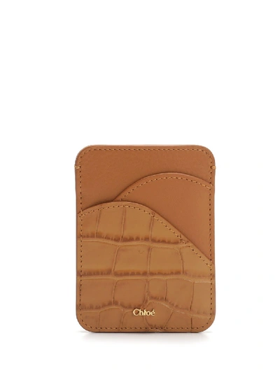 Chloé Vertical Card Holder In Brown