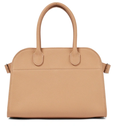 The Row Margaux 10 Buckled Textured-leather Tote In Light Camel Pld