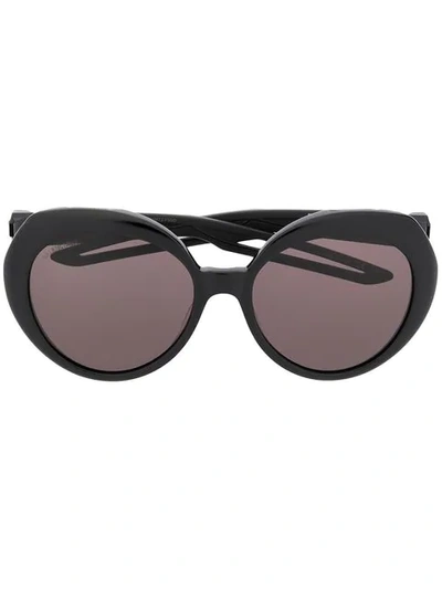 Balenciaga Hybrid Round-frame Sunglasses In Black