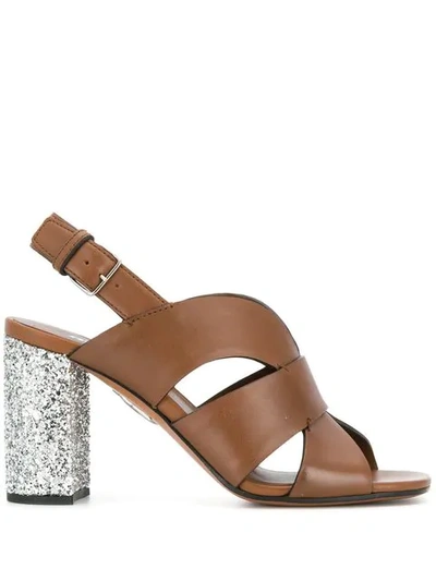 Miu Miu Sandalen Mit Glitter-absatz In Brown