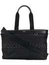 Dolce & Gabbana Logo Plaque Tote Bag In Black