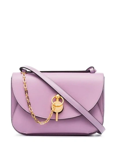 Jw Anderson Lilac Key Chain Leather Shoulder Bag In Purple