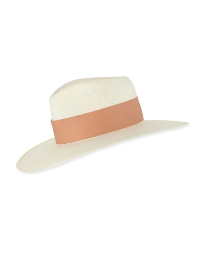 Janessa Leone Clemence Straw Cowboy Hat In Cream/pink