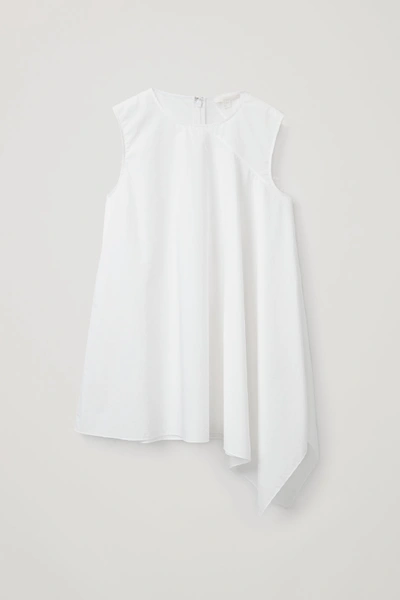 Cos Asymmetric Cotton Top In White