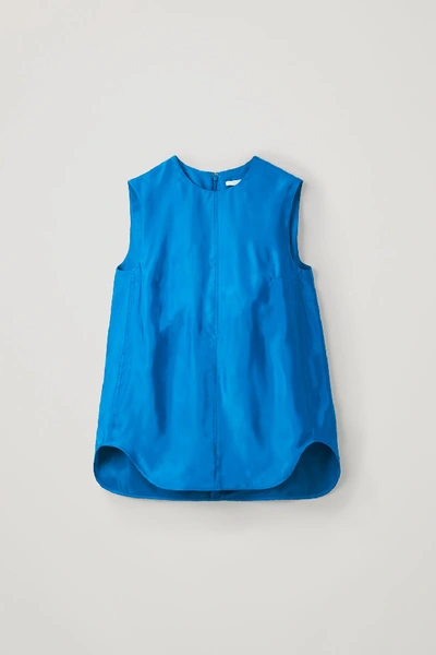 Cos Topstitched Sleeveless Top In Blue