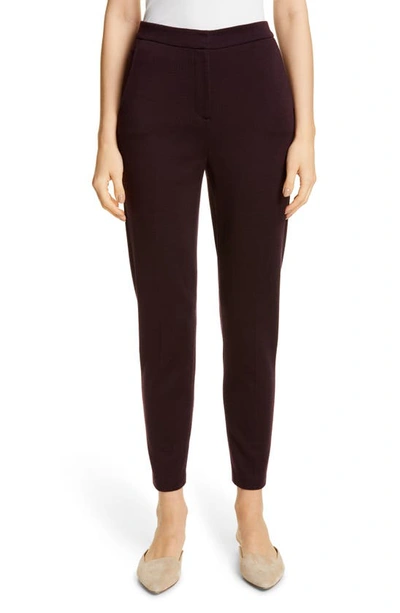 St John Milano Knit Slim Ankle Pants With Pockets In Raisin