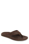 Olukai Men's Pikoi Flip-flops In Dark Wood/ Dark Wood Leather
