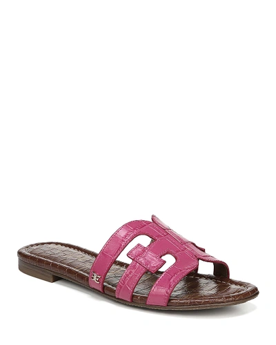 Sam Edelman Bay Embossed Cutout Slide Sandals In Pink Embossed Leather