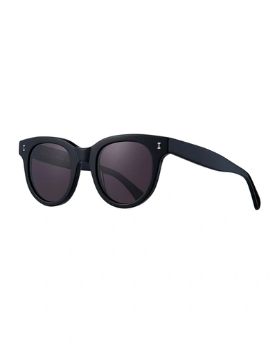 Illesteva Sicilia Butterfly Acetate Sunglasses In Black/gray Solid