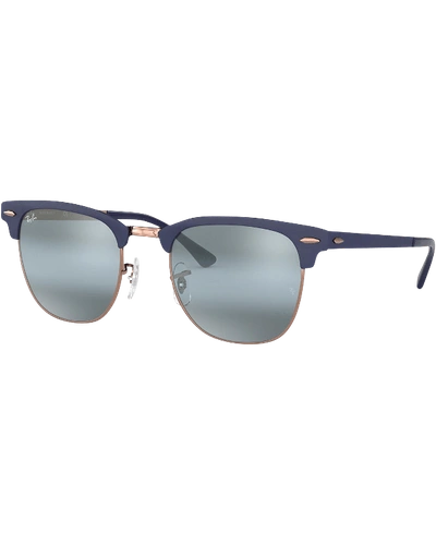 Ray Ban Men's Clubmaster&reg; Metal Mirrored Sunglasses In Dark Blue