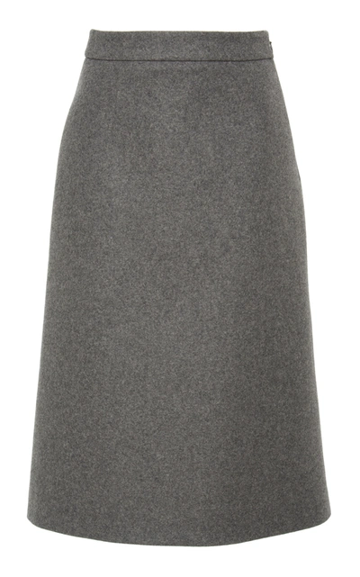 Prada Wool-felt Midi Skirt In Grey