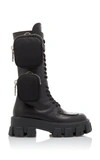 Prada Patent-leather Combat Boots In Black